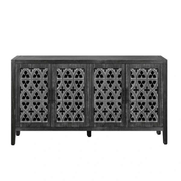 SINOFURN Traditional Black Tv Cabinet (Accommodates TVs up to 65-in)