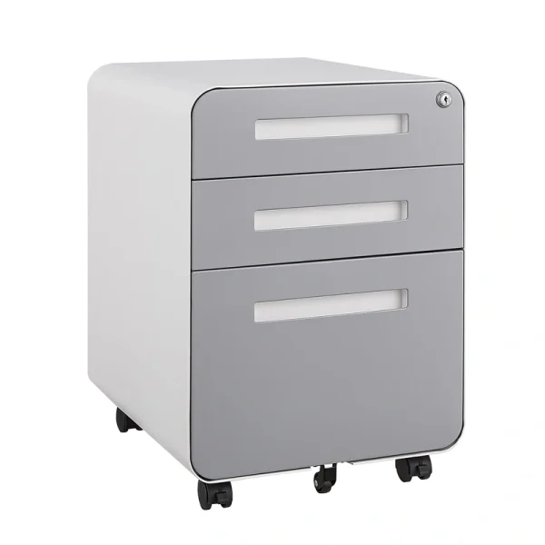 SINOFURN White+Gray 3-Drawer 15.8-in File Cabinet