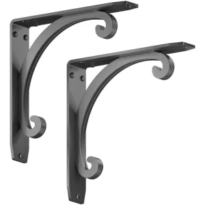 Southern Charm 10 in. L Black Steel Heavy Duty Floating Shelf Bracket (2 Pack) T726936669