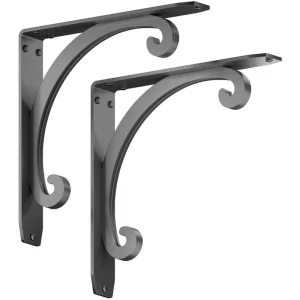 Southern Charm 12 in. L Black Steel Heavy Duty Floating Shelf Bracket (2 Pack) T726936287