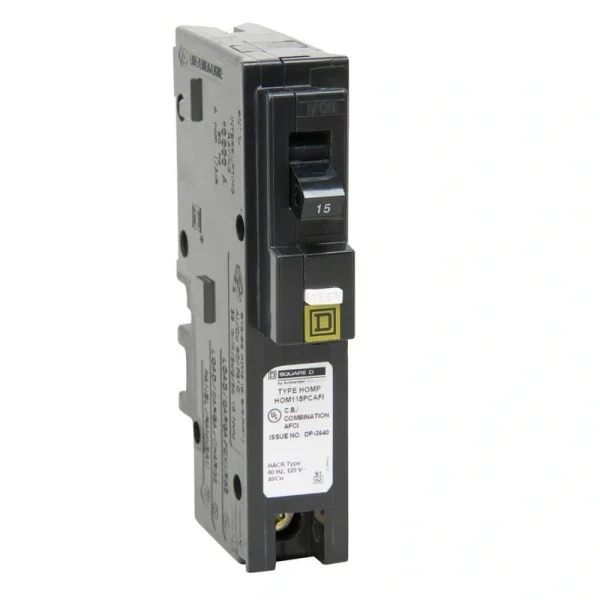 Square D Homeline 15 Amp Single-Pole Plug-On Neutral Combination Arc Fault Circuit Breaker(HOM115PCAFIC)