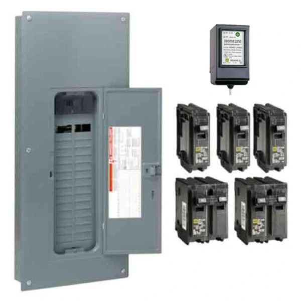 Square D Homeline 150 Amp 30-Space 60-Circuit Indoor Main Breaker Plug-On Neutral Load Center with Cover, Surge SPD – Value Pack