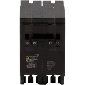Square D Homeline 2-15 Amp Single-Pole 1-20 Amp 2-Pole Quad Tandem Circuit Breaker