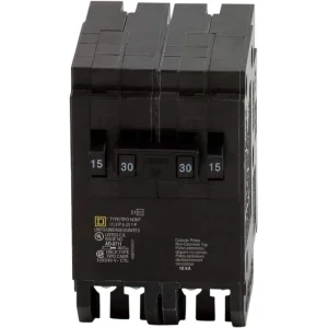 Square D Homeline 2-15 Amp Single-Pole 1-30 Amp 2-Pole Quad Tandem Circuit Breaker