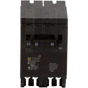 Square D Homeline 2-20 Amp Single-Pole 1-30 Amp 2-Pole Quad Tandem Circuit Breaker