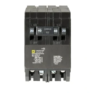 Square D Homeline (2) 20 Amp Single-Pole (1) 40 Amp 2-Pole Quad Tandem Circuit Breaker