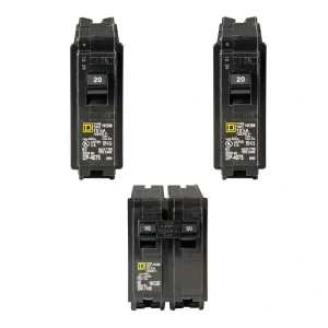 Square D Homeline 2-20 Amp Single-Pole and 1-50 Amp 2-Pole Circuit Breakers (3-pack)
