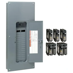 Square D Homeline 200 Amp 30-Space 60-Circuit Indoor Main Breaker plug-on neutral Electrical Panel with Cover(HOM3060M200PCVP)