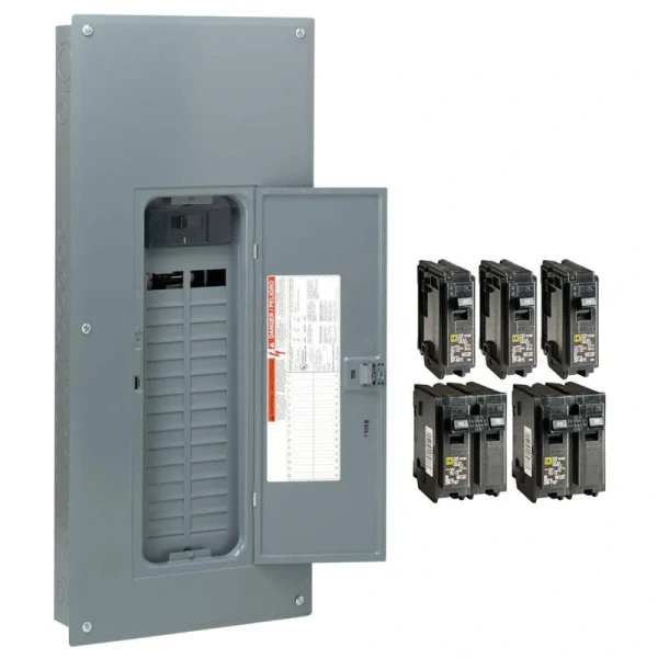 Square D Homeline 200 Amp 30-Space 60-Circuit Indoor Main Breaker plug-on neutral Electrical Panel with Cover(HOM3060M200PCVP)