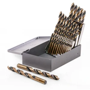 STARK USA 1/16 in. – 1/2 in. Titanium 135-Degree Split Jobber Length Black and Gold Industrial Drill Bit (29-Pieces)