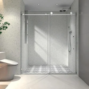 Staykiwi 48 in. W x 76 in. H Single Sliding Frameless Shower Door in Chrome Finish with Clear Glass