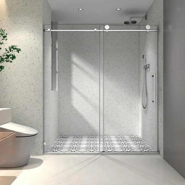 Staykiwi 48 in. W x 76 in. H Single Sliding Frameless Shower Door in Chrome Finish with Clear Glass