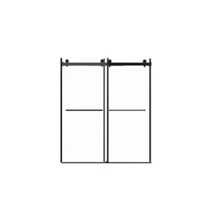 Staykiwi 60 in. W x 70 in. H Sliding Frameless Shower Door in Matte Black Finish with Clear Glass