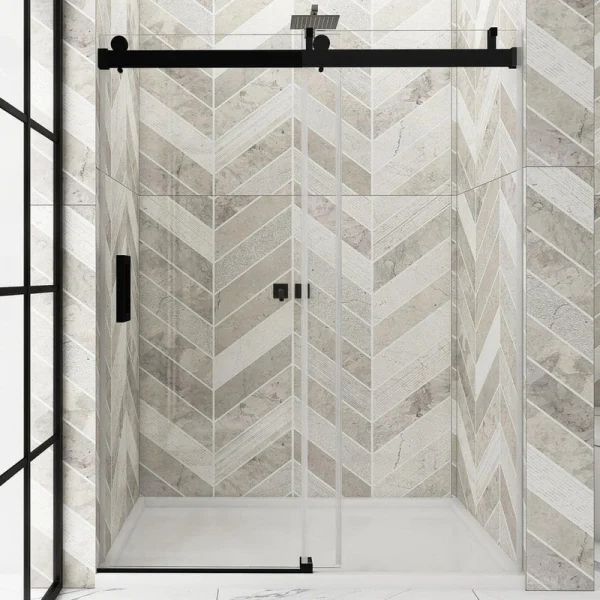 Staykiwi 72 in. W x 76 in. H Single Sliding Frameless Shower Door in Matte Black Finish with Buffer