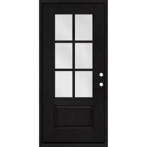 Steves & Sons Regency 36 in. x 80 in. 3/4-6 Lite Clear Glass LHIS Onyx Stain Mahogany Fiberglass Prehung Front Door