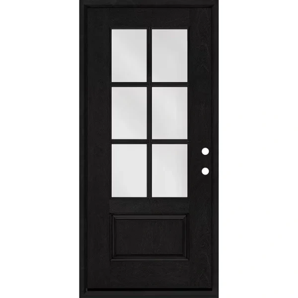 Steves & Sons Regency 36 in. x 80 in. 3/4-6 Lite Clear Glass LHIS Onyx Stain Mahogany Fiberglass Prehung Front Door