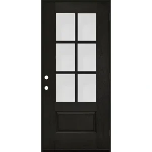 Steves & Sons Regency 36 in. x 80 in. 3/4-6 Lite Clear Glass LHOS Onyx Stain Mahogany Fiberglass Prehung Front Door