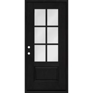 Steves & Sons Regency 36 in. x 80 in. 3/4-6 Lite Clear Glass RHIS Onyx Stain Mahogany Fiberglass Prehung Front Door