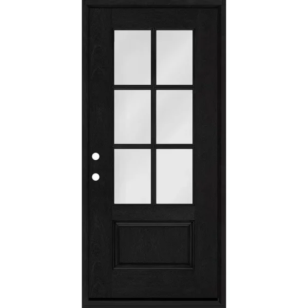 Steves & Sons Regency 36 in. x 80 in. 3/4-6 Lite Clear Glass RHIS Onyx Stain Mahogany Fiberglass Prehung Front Door