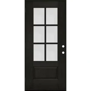 Steves & Sons Regency 36 in. x 80 in. 3/4-6 Lite Clear Glass RHOS Onyx Stain Mahogany Fiberglass Prehung Front Door
