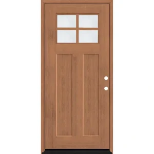 Steves & Sons Regency 36 in. x 80 in. LHIS 4Lite 1/4 Toplite Clear Glass Autumn Wheat Stain Fir Grain Fiberglass Prehung Front Door