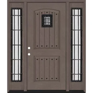 Steves & Sons Regency 68 in. x 80 in. 2Panel Plank Cavalier Speakeasy RHIS Ashwood Fiberglass Prehung Front Door w/Cav Dbl 14in.SL