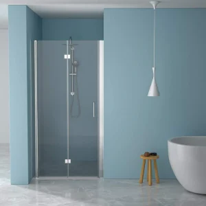 stufurhome LOD 32 in. W x 72 in. H Bifold Shower Semi-Frameless Shower Door in Chrome Finish with Clear Glass