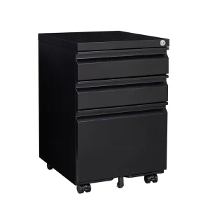 Sumyeg 3-Drawer Mobile File Cabinet Black 3-Drawer 15.35-in File Cabinet