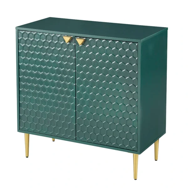 Sumyeg Green 2 Door Apothecary Accent Cabinet with Gold Accent Legs, Fully Assembled