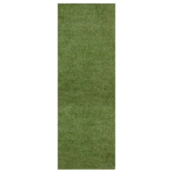 Sweet Home Stores Meadowland Collection Waterproof Solid Indoor/Outdoor (2’7″ x 26′) 3 ft. x 26 ft. Green Artificial Grass Runner Rug