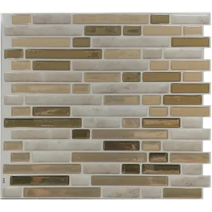 Tack Tile Small Mosaic Brown Peel & Stick Vinyl Backsplash Tiles – 3 Pack