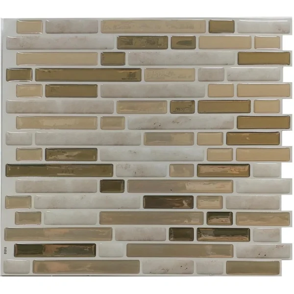 Tack Tile Small Mosaic Brown Peel & Stick Vinyl Backsplash Tiles – 3 Pack