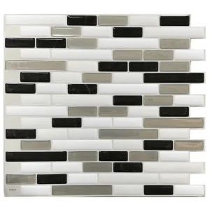 Tack Tile Small Mosaic White Peel & Stick Vinyl Backsplash Tiles – 3 Pack