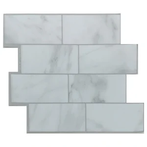 Tack Tile Subway White Peel & Stick Vinyl Backsplash Tiles – 3 Pack