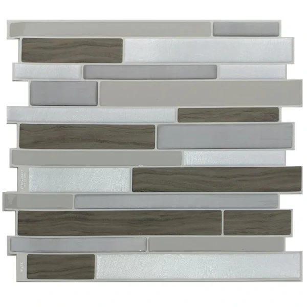 Tack Tile Thick Mosaic Brown Peel & Stick Vinyl Backsplash Tiles – 3 Pack