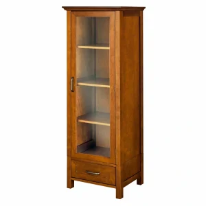 Teamson Home Avery 17-in x 48.5-in x 13.5-in Oil Oak Freestanding Linen Cabinet