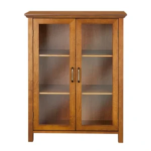 Teamson Home Avery 26-in x 34-in x 12.5-in Oil Oak Finish Freestanding Linen Cabinet