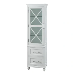 Teamson Home Blue 18-in x 60-in x 14-in White Freestanding Linen Cabinet