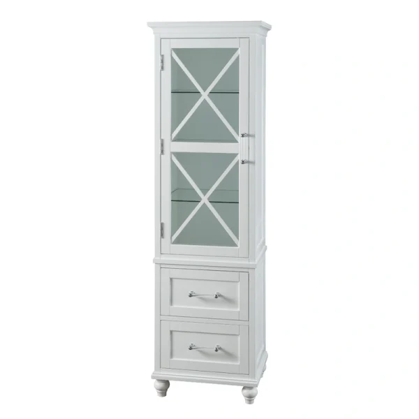 Teamson Home Blue 18-in x 60-in x 14-in White Freestanding Linen Cabinet
