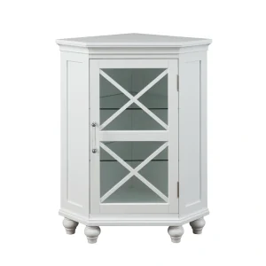 Teamson Home Blue 24.75-in x 32-in x 17.5-in White Freestanding Corner Linen Cabinet