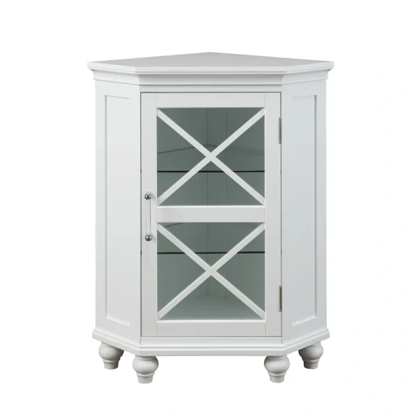 Teamson Home Blue 24.75-in x 32-in x 17.5-in White Freestanding Corner Linen Cabinet