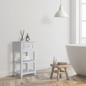 Teamson Home Dawson 15-in x 28-in x 11-in White Freestanding Linen Cabinet