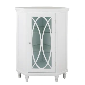 Teamson Home Florence 24.75-in x 32-in x 17.5-in White Freestanding Corner Linen Cabinet