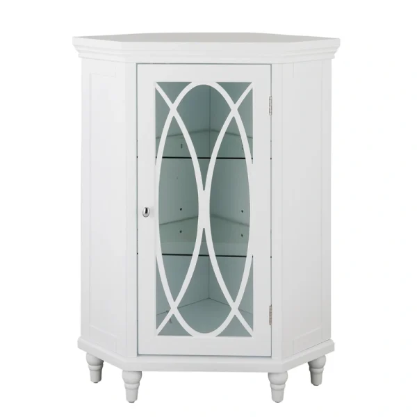 Teamson Home Florence 24.75-in x 32-in x 17.5-in White Freestanding Corner Linen Cabinet