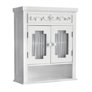Teamson Home Lisbon 21-in x 24.19-in x 7-in White Bathroom Wall Cabinet