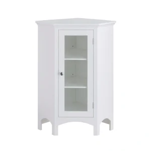 Teamson Home Madison 24.75-in x 32-in x 17-in White Freestanding Corner Linen Cabinet