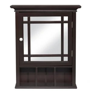 Teamson Home Neal 20 x 24 Surface Mount Espresso Mirrored Medicine Cabinet