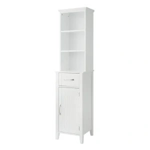 Teamson Home Newport 15-in x 63.2-in x 13-in White Freestanding Corner Linen Cabinet