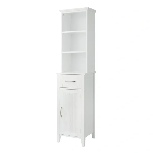 Teamson Home Newport 15-in x 63.2-in x 13-in White Freestanding Corner Linen Cabinet