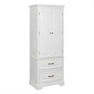 Teamson Home St. James 24-in x 62.25-in x 16-in White Freestanding Linen Cabinet